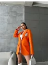 ELLO ETİKETLİ ÇENGELLİ İĞNE DETAYLI CEKET - Orange