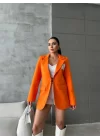 ELLO ETİKETLİ ÇENGELLİ İĞNE DETAYLI CEKET - Orange