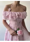 Elmi Çiçek Detaylı Elbise