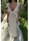 Emaline Sırt Dekolteli Şifon Elbise 2465-08