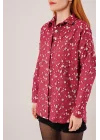 Eskitme Görünümlü Denim Bordo Gömlek