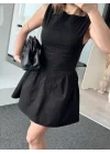 Fermuar Detaylı Mini Elbise - Siyah