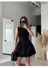 Fermuar Detaylı Mini Elbise - Siyah