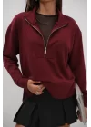 Fermuar Ve Dikiş Detaylı Sweatshirt