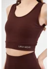 Fitilli Baskılı Crop - Bordo
