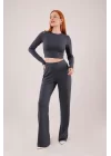 Fitilli Bluz Ve Pantolon Antrasit İkili Takım