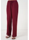 Geniş Paça Keten Pantolon 6735 - Bordo
