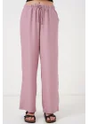 Geniş Paça Keten Pantolon 6735 - Gül Kurusu
