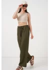 Geniş Paça Keten Pantolon 6735 - Haki