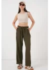 Geniş Paça Keten Pantolon 6735 - Haki
