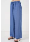 Geniş Paça Keten Pantolon 6735 - İndigo