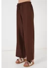 Geniş Paça Keten Pantolon 6735 - Kahverengi