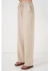 Geniş Paça Keten Pantolon 6735 - Krem