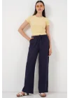 Geniş Paça Keten Pantolon 6735 - Lacivert
