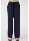 Geniş Paça Keten Pantolon 6735 - Lacivert
