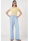 Geniş Paça Keten Pantolon 6735 - Mavi
