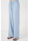 Geniş Paça Keten Pantolon 6735 - Mavi
