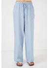 Geniş Paça Keten Pantolon 6735 - Mavi