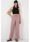 Geniş Paça Keten Pantolon 6735 - Pudra