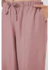 Geniş Paça Keten Pantolon 6735 - Pudra