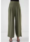 Geniş Paça Pileli Pantolon 6718 - Haki