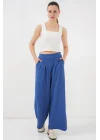 Geniş Paça Pileli Pantolon 6718 - İndigo