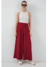 Geniş Paça Pileli Pantolon 6718 - Kırmızı