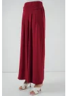 Geniş Paça Pileli Pantolon 6718 - Kırmızı