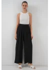 Geniş Paça Pileli Pantolon 6718 - Siyah