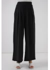 Geniş Paça Pileli Pantolon 6718 - Siyah