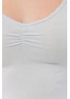Geniş Yaka Bebe Mavisi Basic Body Bluz