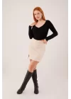 Geniş Yaka Siyah Basic Body Bluz