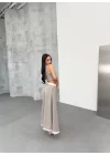 Gi̇o Çi̇zgi̇li̇ Garni̇li̇ Mi̇di̇ Etek Yelek Takim