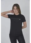 Göğüste Fermuar Aksesuarlı Dar Kalıp T-Shirt - Siyah