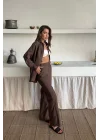 GÖMLEK-PANTOLON TAKIM CUPRA KUMAŞ - Kahverengi