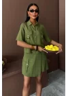 Gömlek Şort Etek Viscon Keten Takım 10162