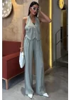 Halter Yaka Yelekli Modal Takım 10144