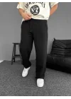İki İplik Kumaş Baggy Alt Esofman - Siyah