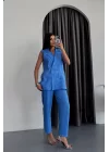 JAKAR KUMAŞ YELEK - PANTOLON TAKIM - Mavi