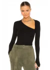 Kadın Asimetrik Kesim Parmak Geçmeli Bodysuit