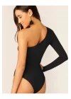 Kadın Asimetrik Kesim Tek Kol Ipek Jarse Bodysuit
