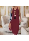 Kadın Askılı Dantel Detay Viskon Elbise