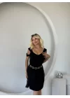 Kadın Askılı Soğuk Omuz Detaylı Modal Elbise