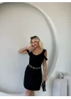 Kadın Askılı Soğuk Omuz Detaylı Modal Elbise