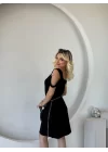 Kadın Askılı Soğuk Omuz Detaylı Modal Elbise