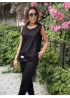 Kadın Askılı Yuvarlak Yaka Viskon Iki Iplik Bluz Ve Eşofman Altı Ikili Takım