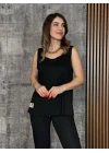 Kadın Askılı Yuvarlak Yaka Viskon Iki Iplik Bluz Ve Eşofman Altı Ikili Takım