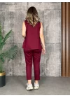 Kadın Askılı Yuvarlak Yaka Viskon Iki Iplik Bluz Ve Eşofman Altı Ikili Takım