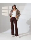 Kadın Kahverengi Peluş Kapüşonlu Fermuarlı Astarlı Oversize Bomber Mont