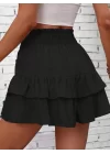 Kadın Beli Lastikli Eteği Fırfırlı Mini Etek